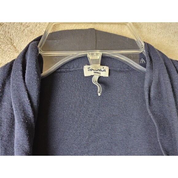 Splendid Women's Elbow Sleeve Open Front Drapey Cardigan Navy Size S - Picture 3 of 4